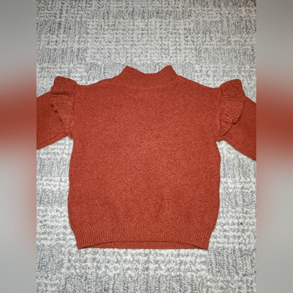 Old Navy Toddler Girl's Mock-Neck Ruffle-Trim Cable Knit Sweater - Picture 3 of 8